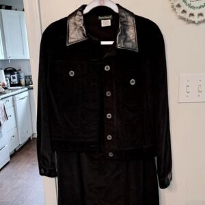 Black corduroy jacket and skirt set